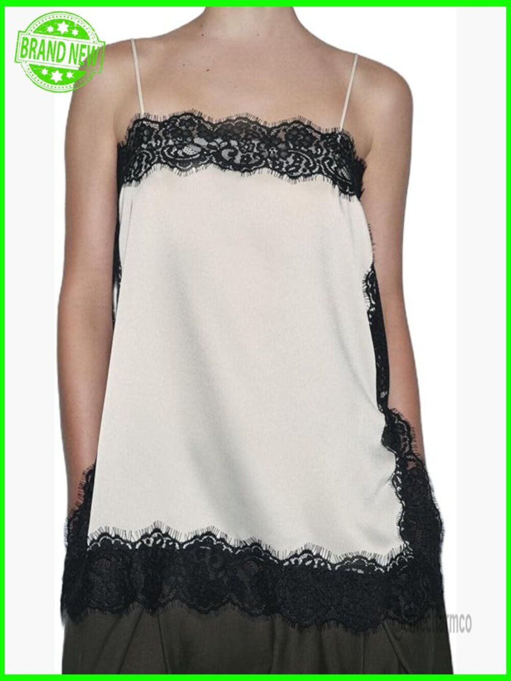 Y2K Satin Lace Trim Cami Top Square Neck Spaghetti Strap Tank